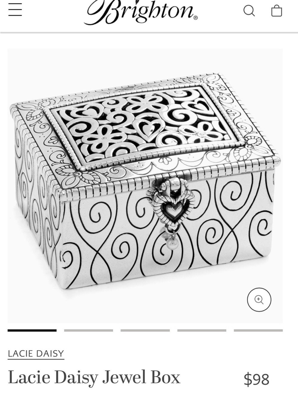 Brighton Silver Lacie Daisy Jewelry / Trinket Box